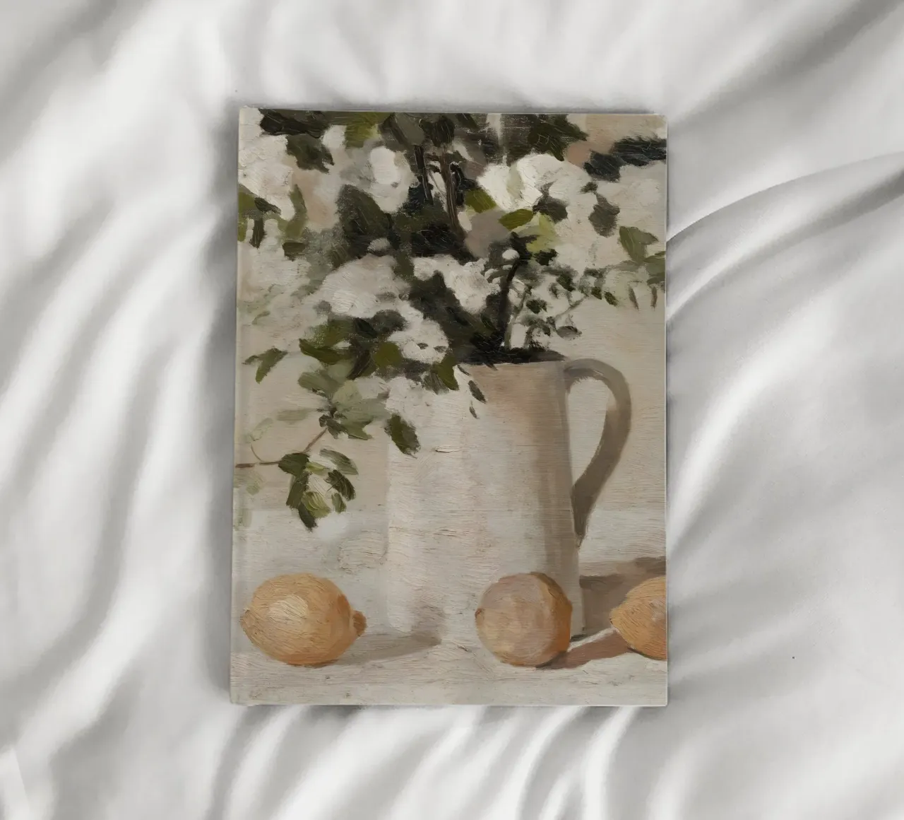 Nature morte impressionniste : Fleurs blanches et citrons carnet de notes de ClubArt