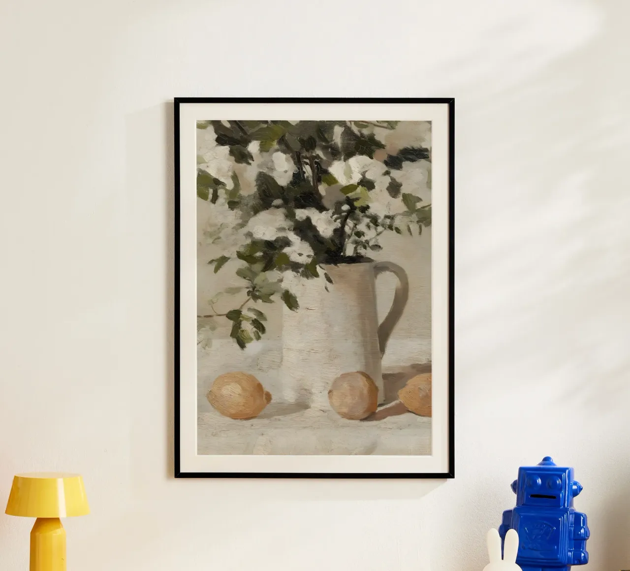 Nature morte impressionniste : Fleurs blanches et citrons hahnemühle de ClubArt