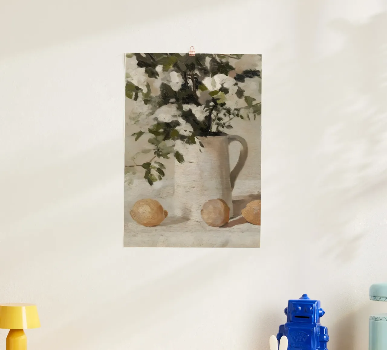 Nature morte impressionniste : Fleurs blanches et citrons hahnemühle de ClubArt