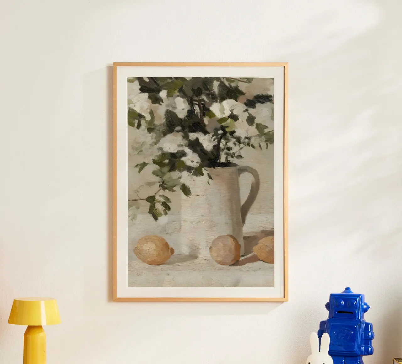 Nature morte impressionniste : Fleurs blanches et citrons hahnemühle de ClubArt