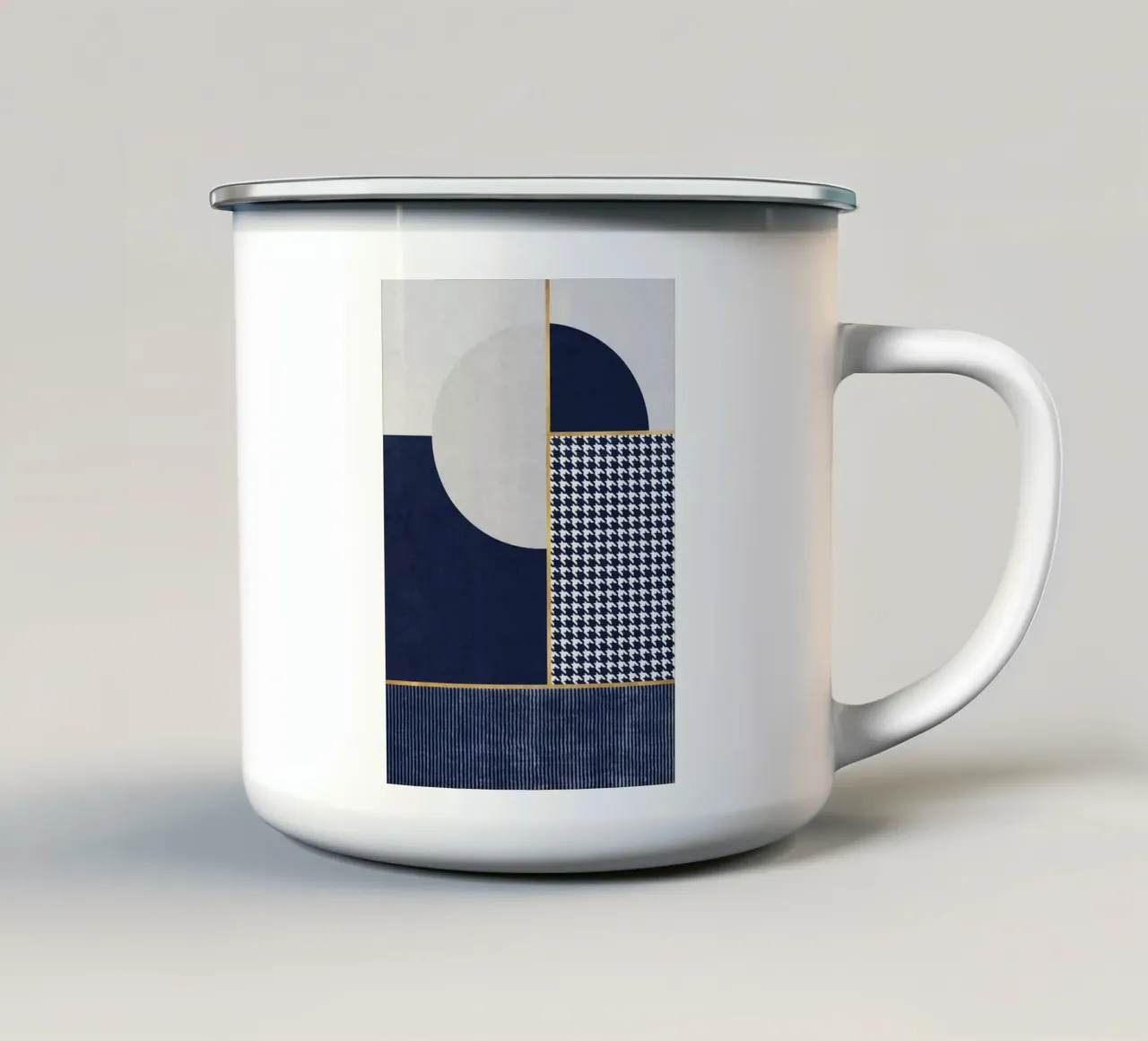 geometric blue art tazza in smalto da vintageshop