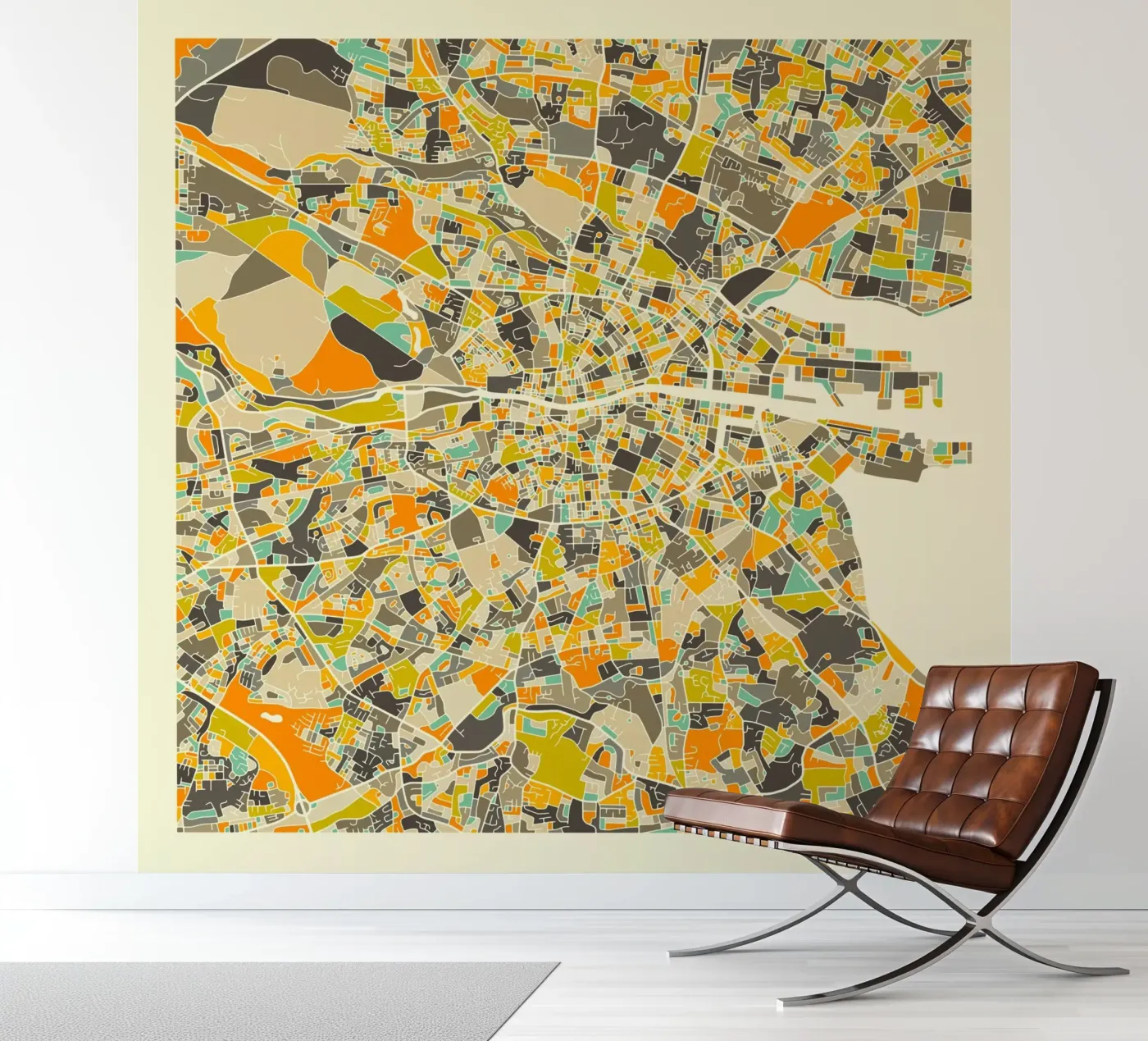 Dublin Map fotobehang van Jazzberry Blue