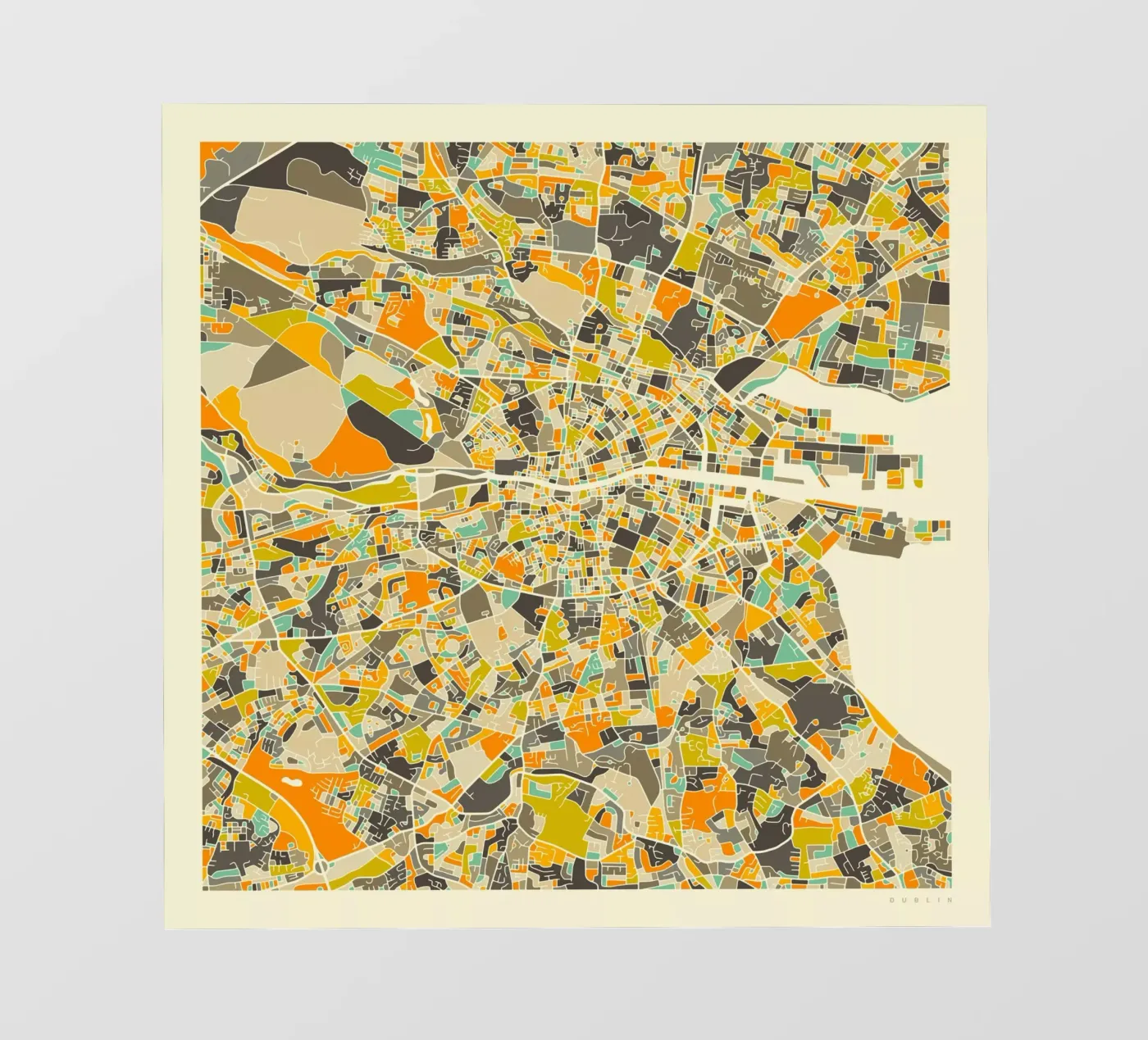 Dublin Map fotobehang van Jazzberry Blue