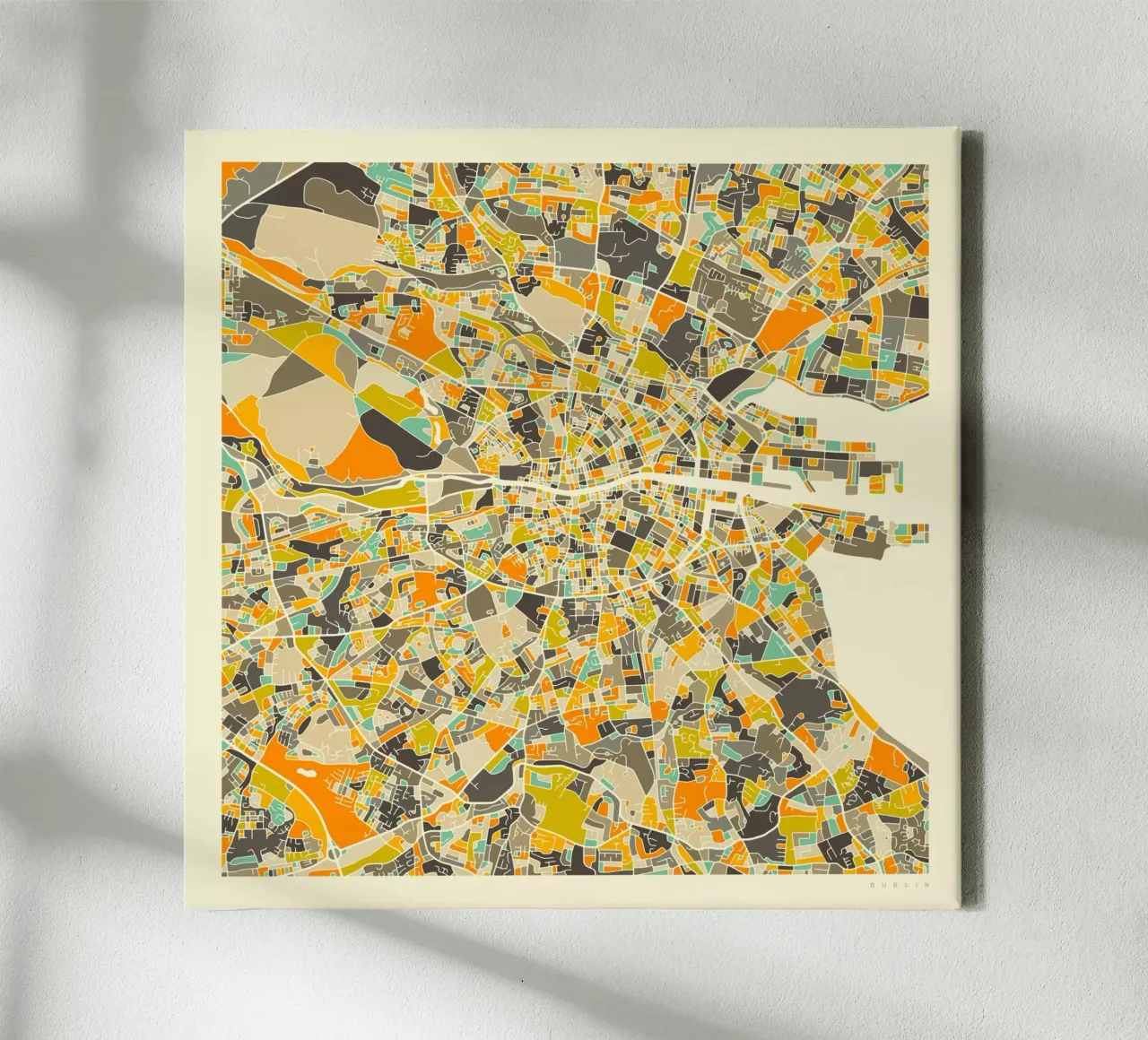 Dublin Map canvas van Jazzberry Blue