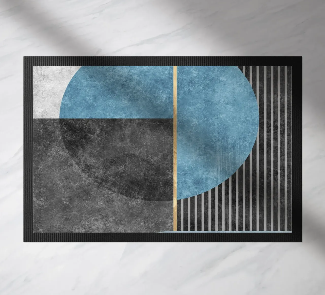 geometric blue and black art zerbino da vintageshop
