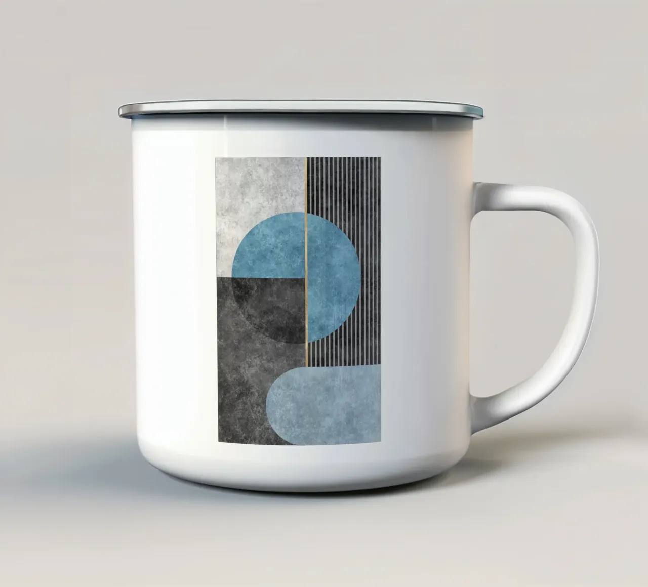 geometric blue and black art tazza in smalto da vintageshop