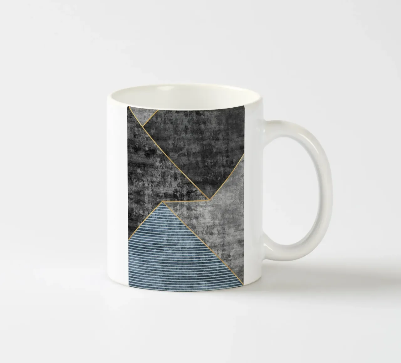blue and black art geometric lines ceramic mug by vintageshop