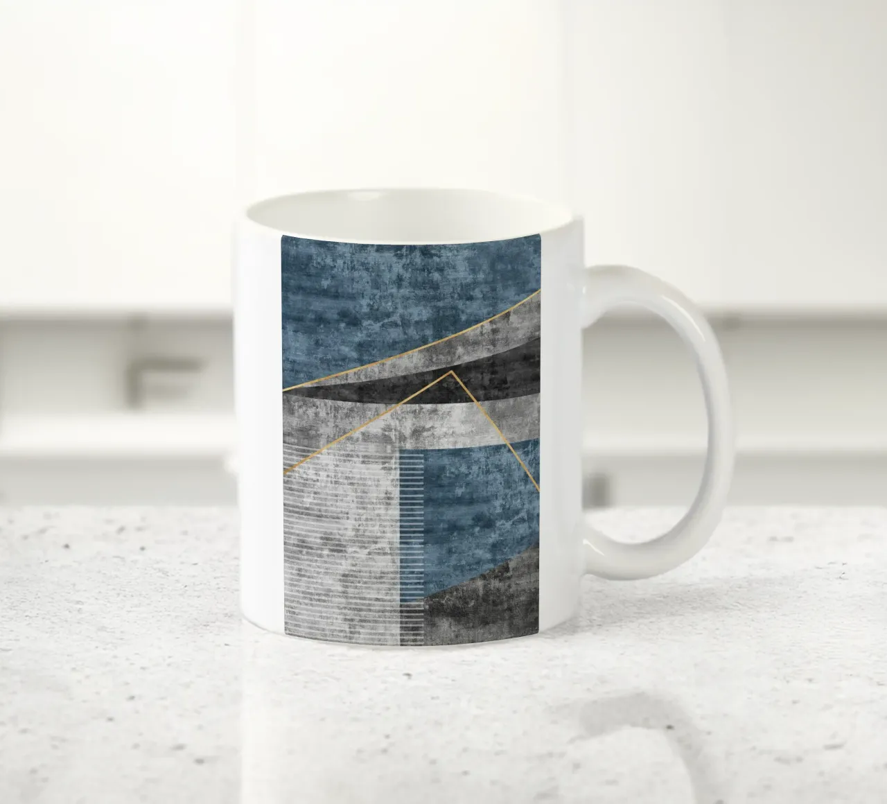 blue and black abstract art tazza in ceramica da vintageshop