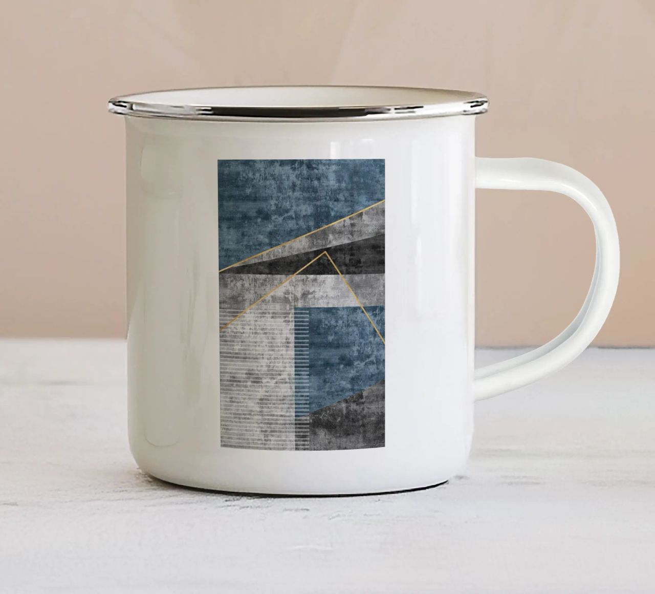 blue and black abstract art tazza in smalto da vintageshop