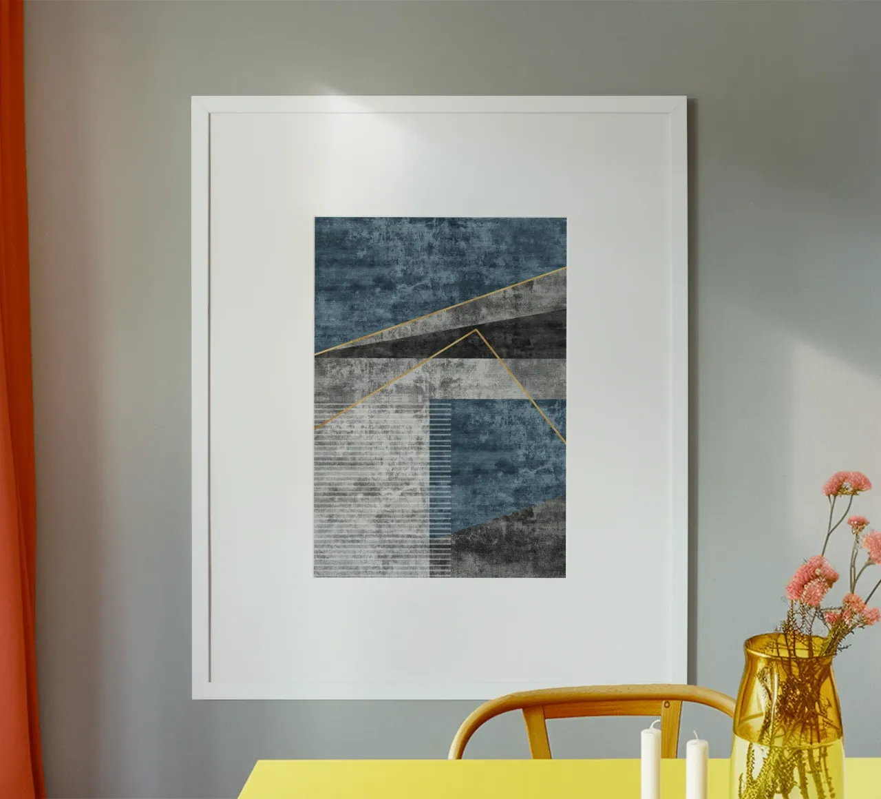 blue and black abstract art poster con telaio in plastica da vintageshop
