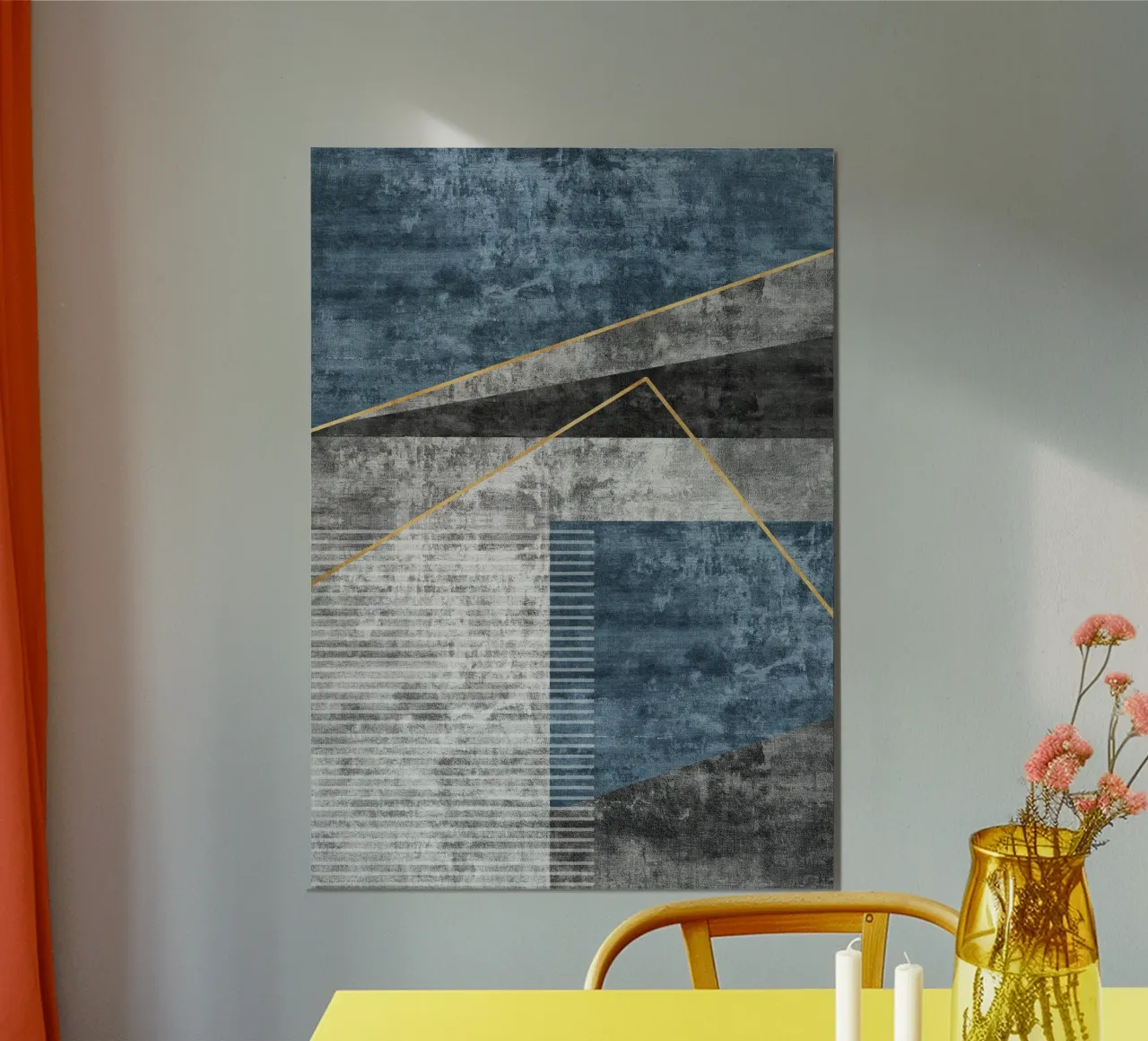 blue and black abstract art poster con telaio in plastica da vintageshop