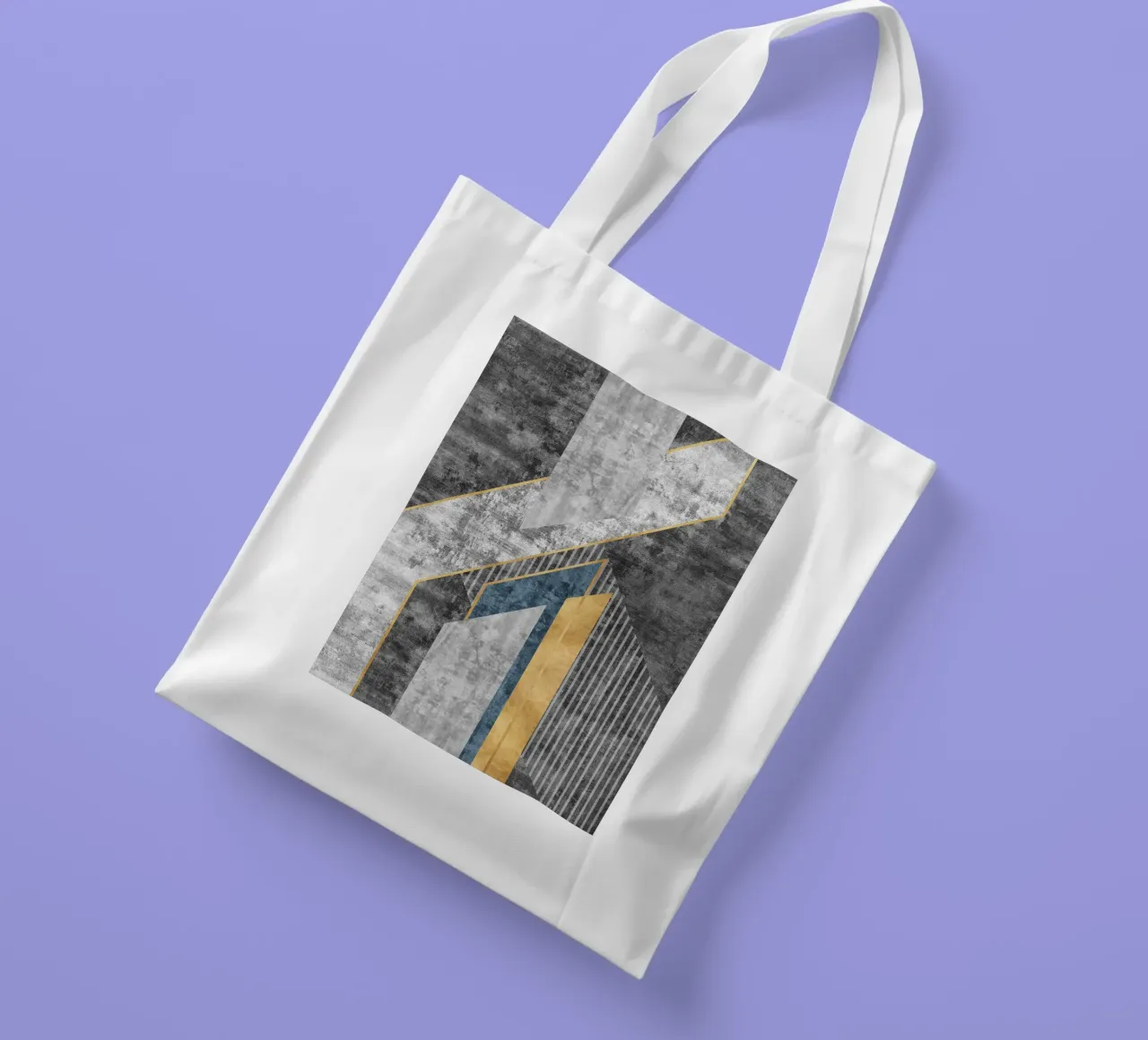 blue and black abstract art with lines borsa in juta da vintageshop
