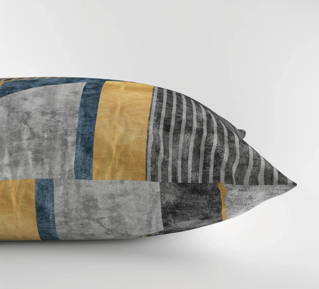 blue and black abstract art with lines cuscino da vintageshop