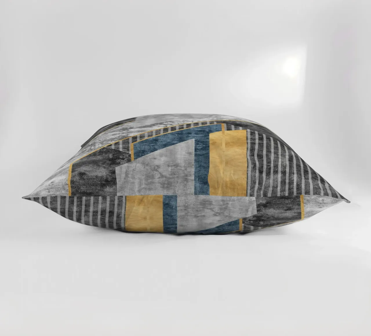 blue and black abstract art with lines cuscino da vintageshop