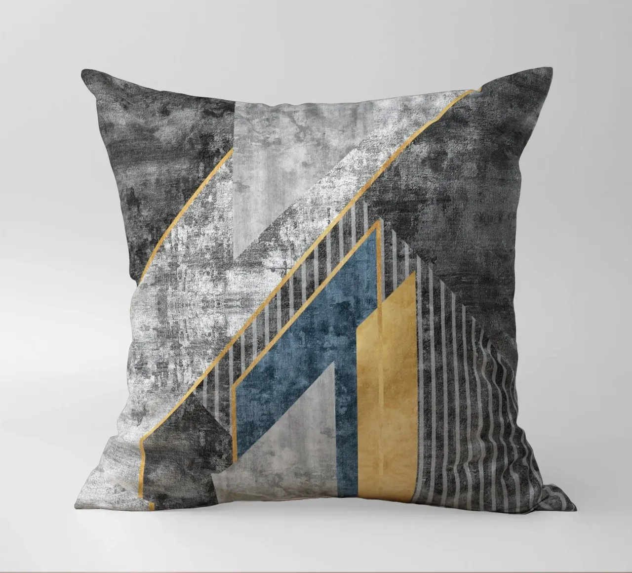 blue and black abstract art with lines cuscino da vintageshop