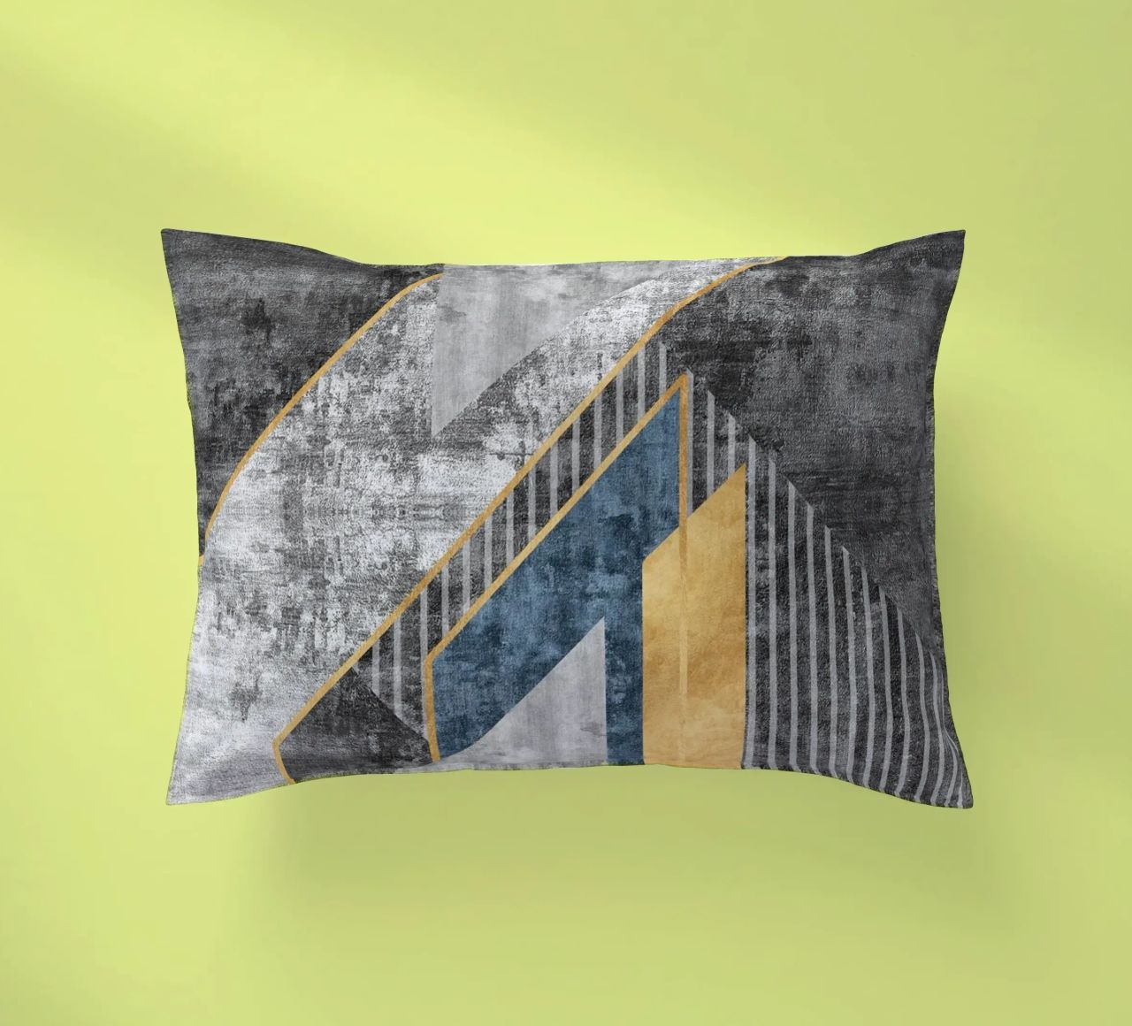 blue and black abstract art with lines cuscino da vintageshop