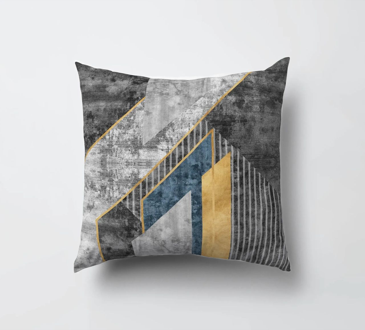 blue and black abstract art with lines cuscino da vintageshop