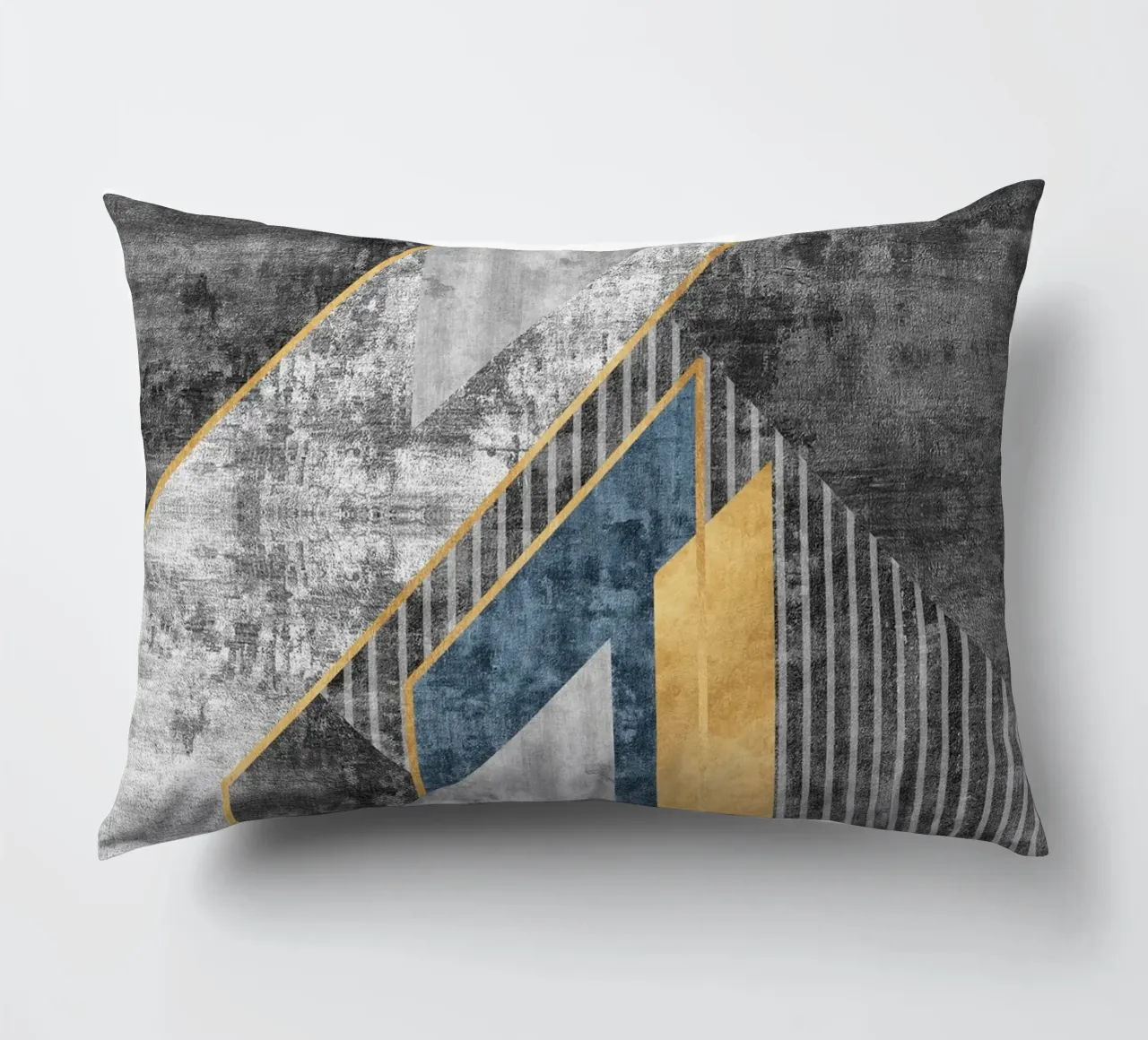 blue and black abstract art with lines cuscino da vintageshop