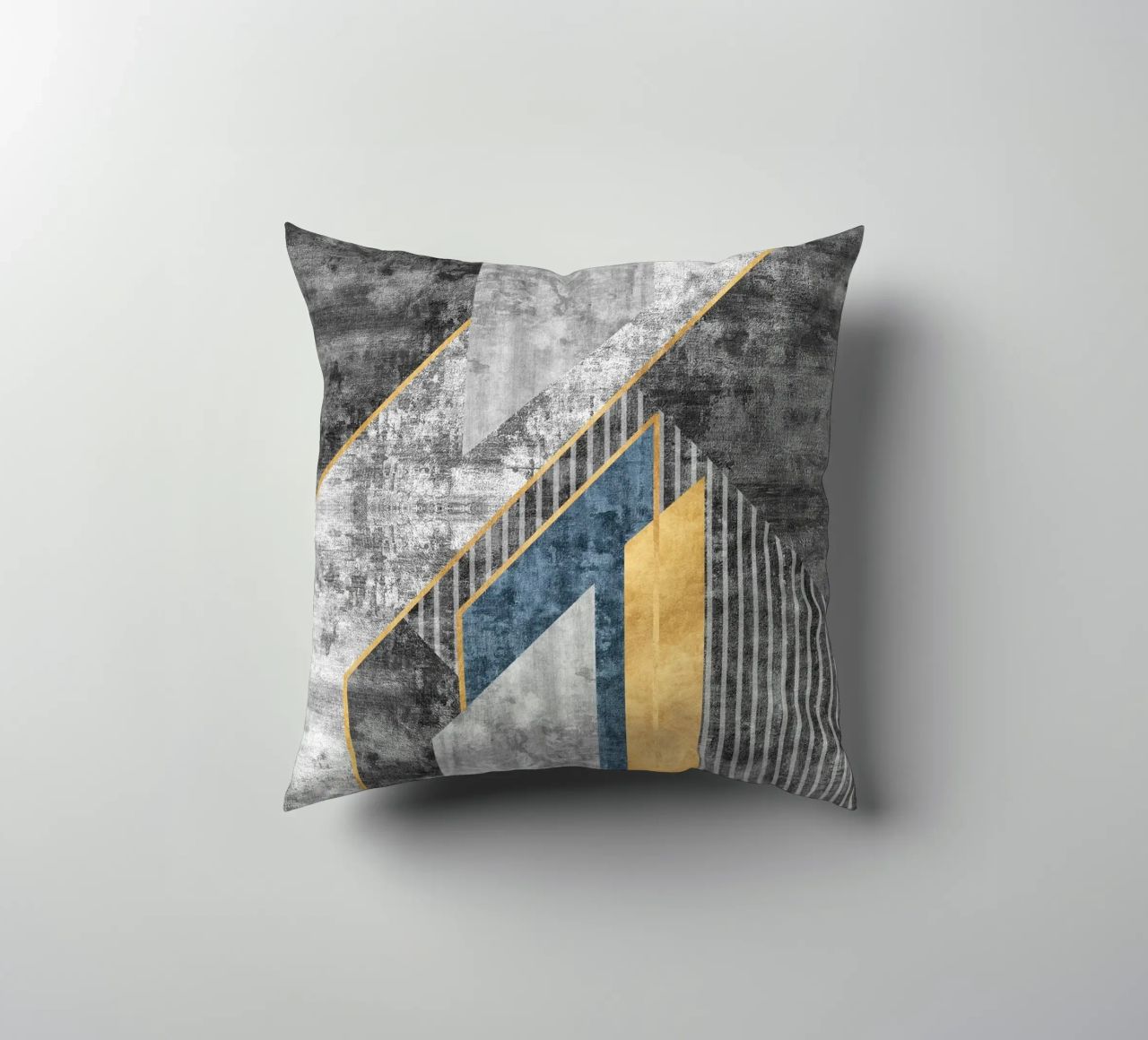 blue and black abstract art with lines cuscino da vintageshop