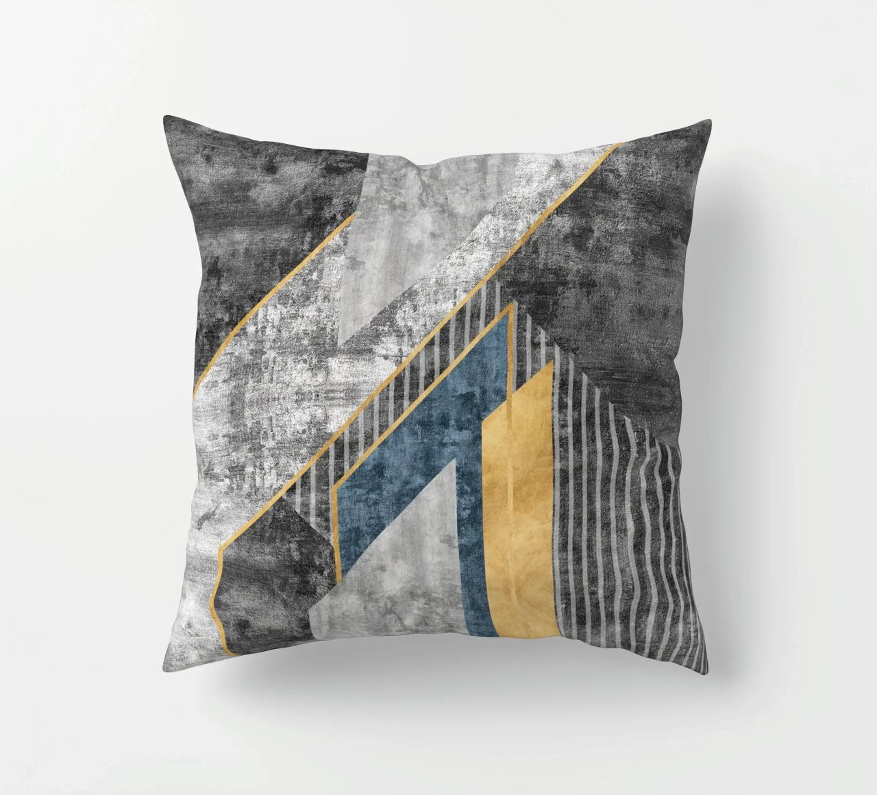blue and black abstract art with lines cuscino da vintageshop
