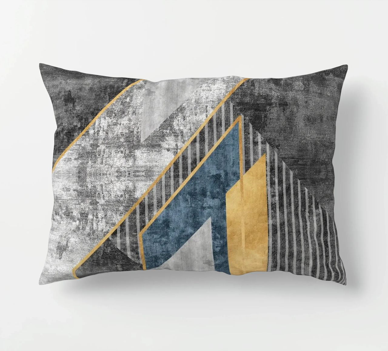 blue and black abstract art with lines cuscino da vintageshop