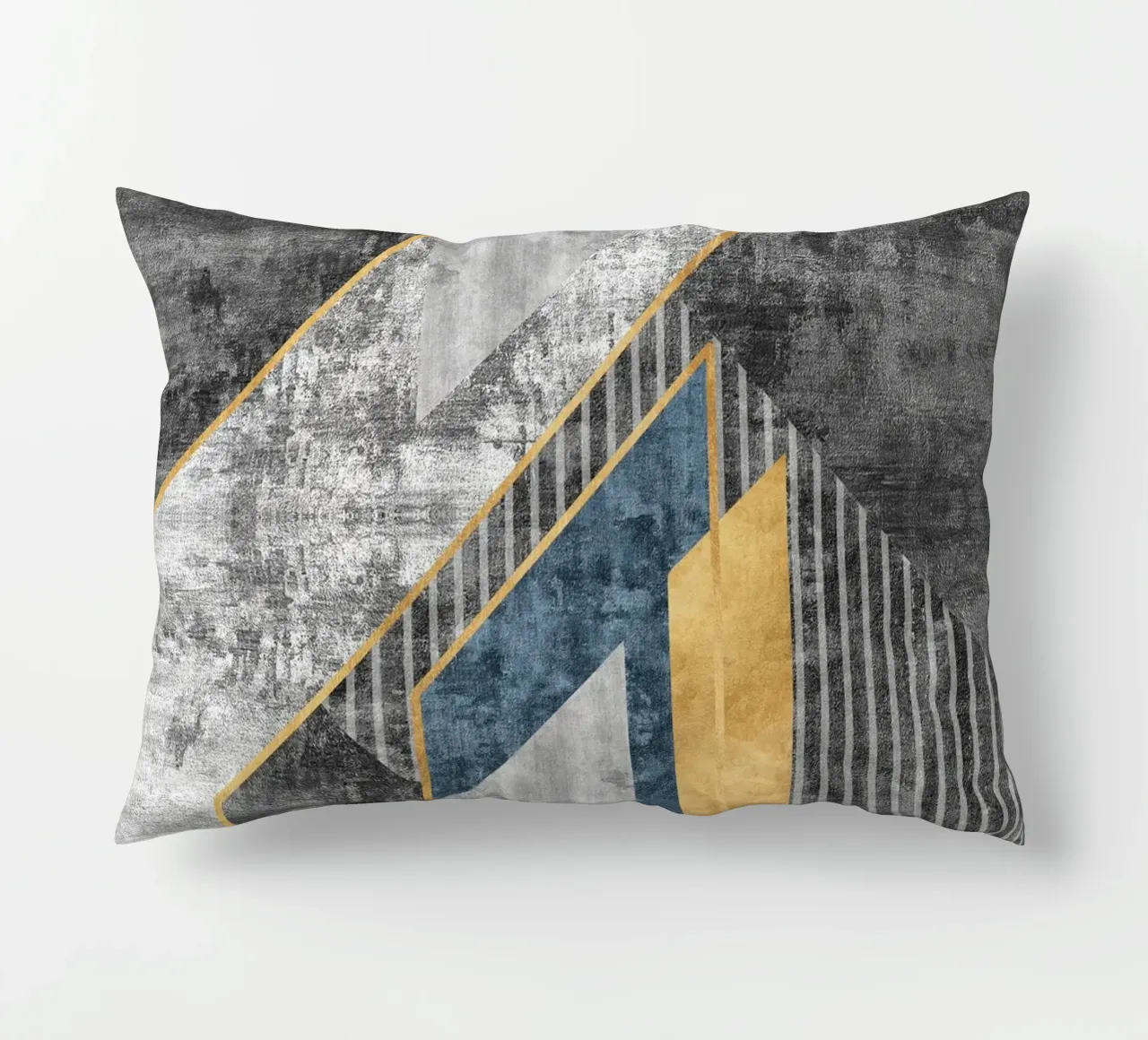 blue and black abstract art with lines cuscino da vintageshop