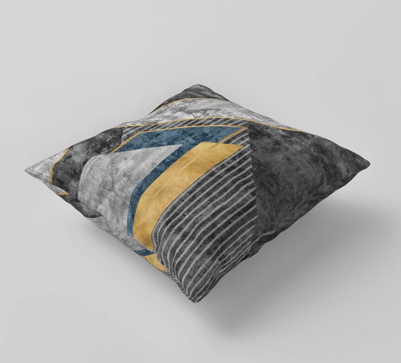 blue and black abstract art with lines cuscino da vintageshop