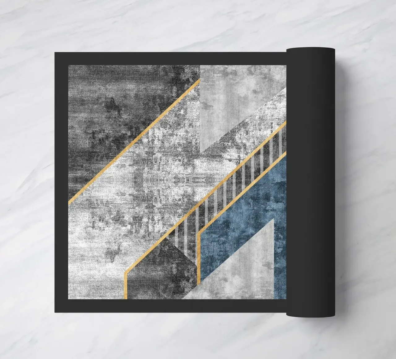 blue and black abstract art with lines zerbino da vintageshop