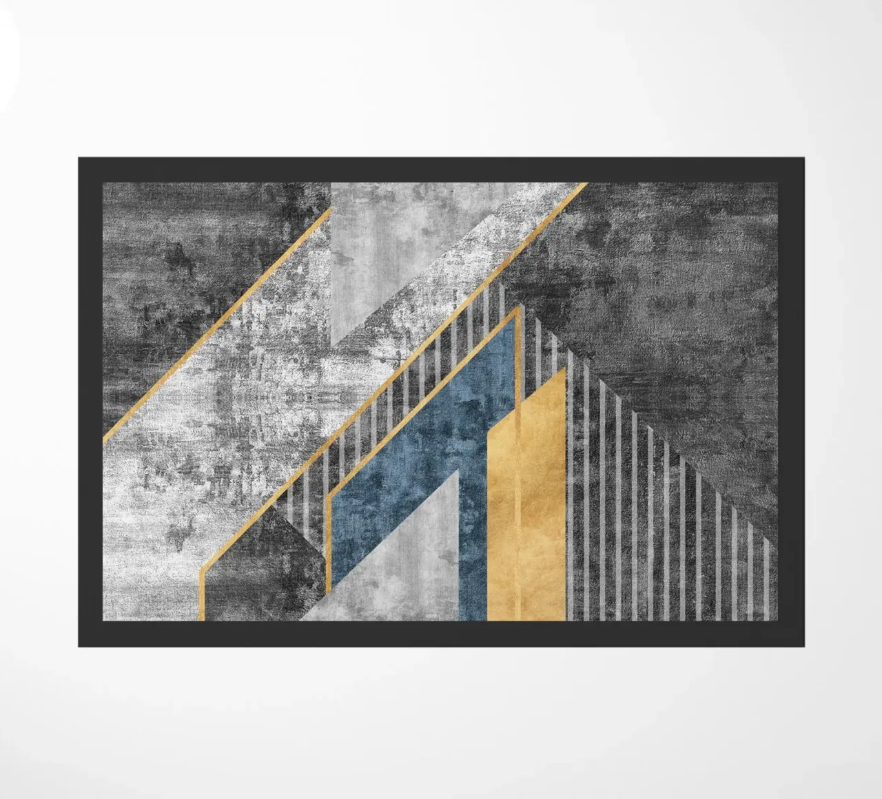 blue and black abstract art with lines zerbino da vintageshop