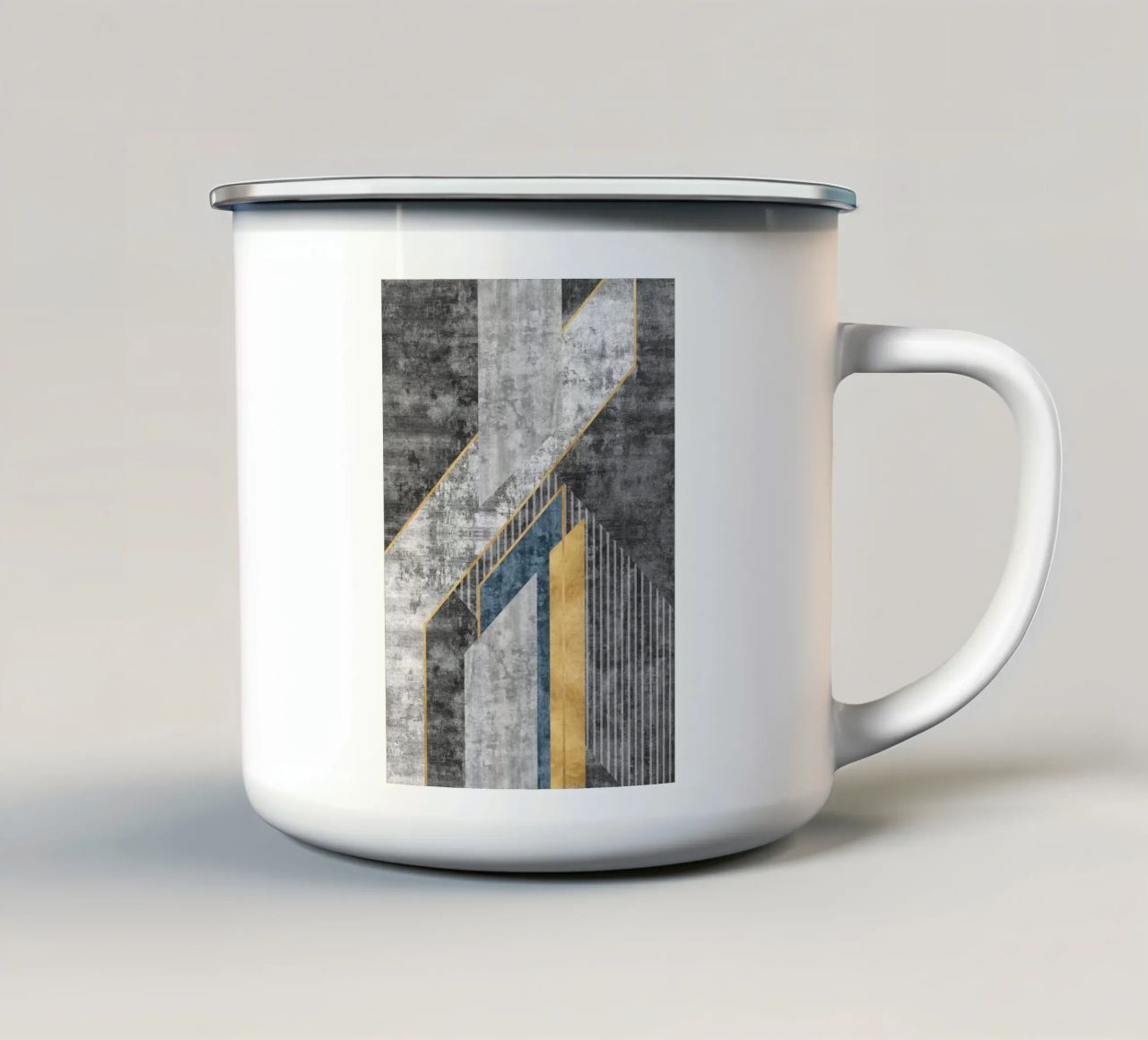 blue and black abstract art with lines tazza in smalto da vintageshop