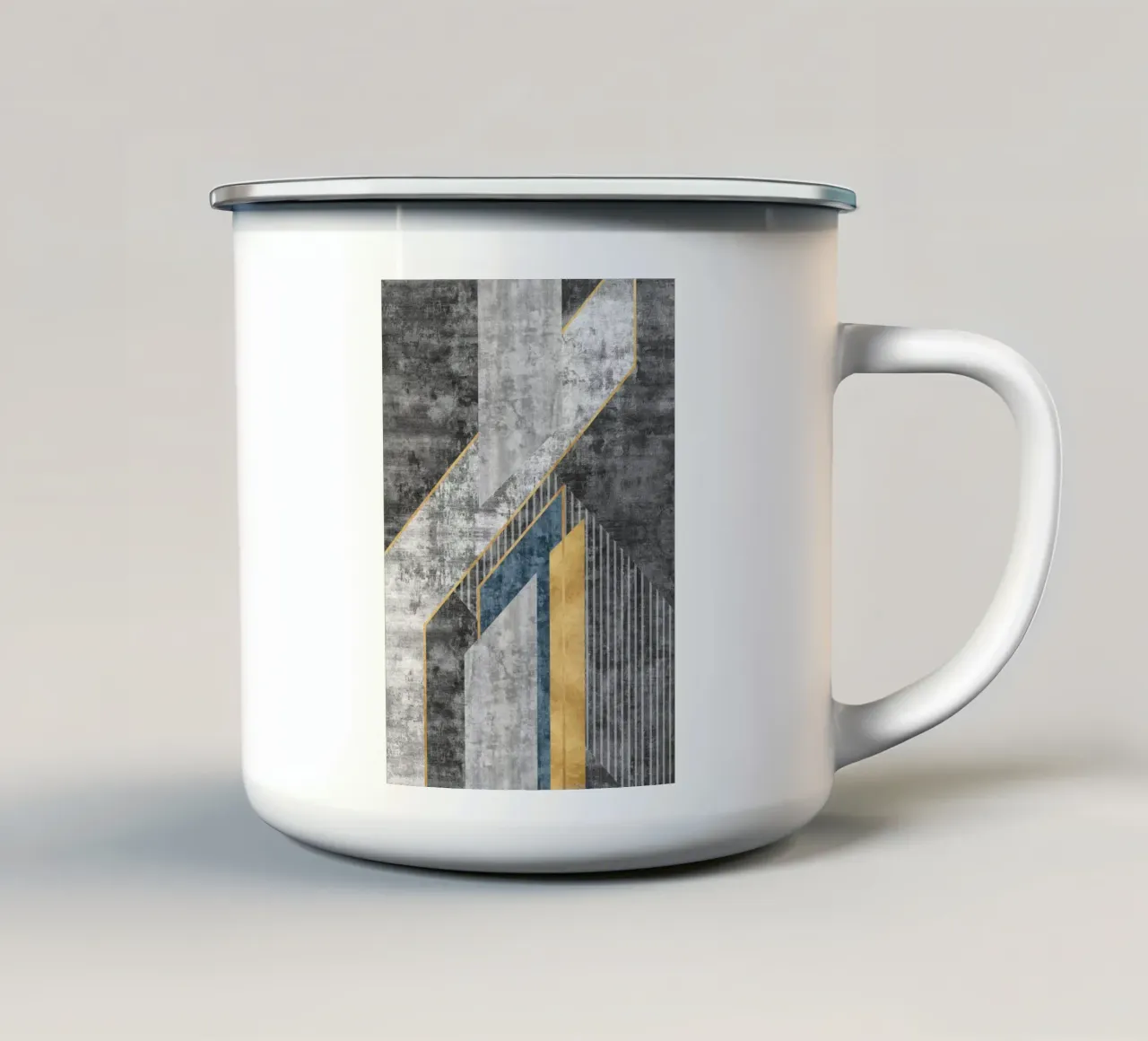 blue and black abstract art with lines Emaille Tasse von vintageshop