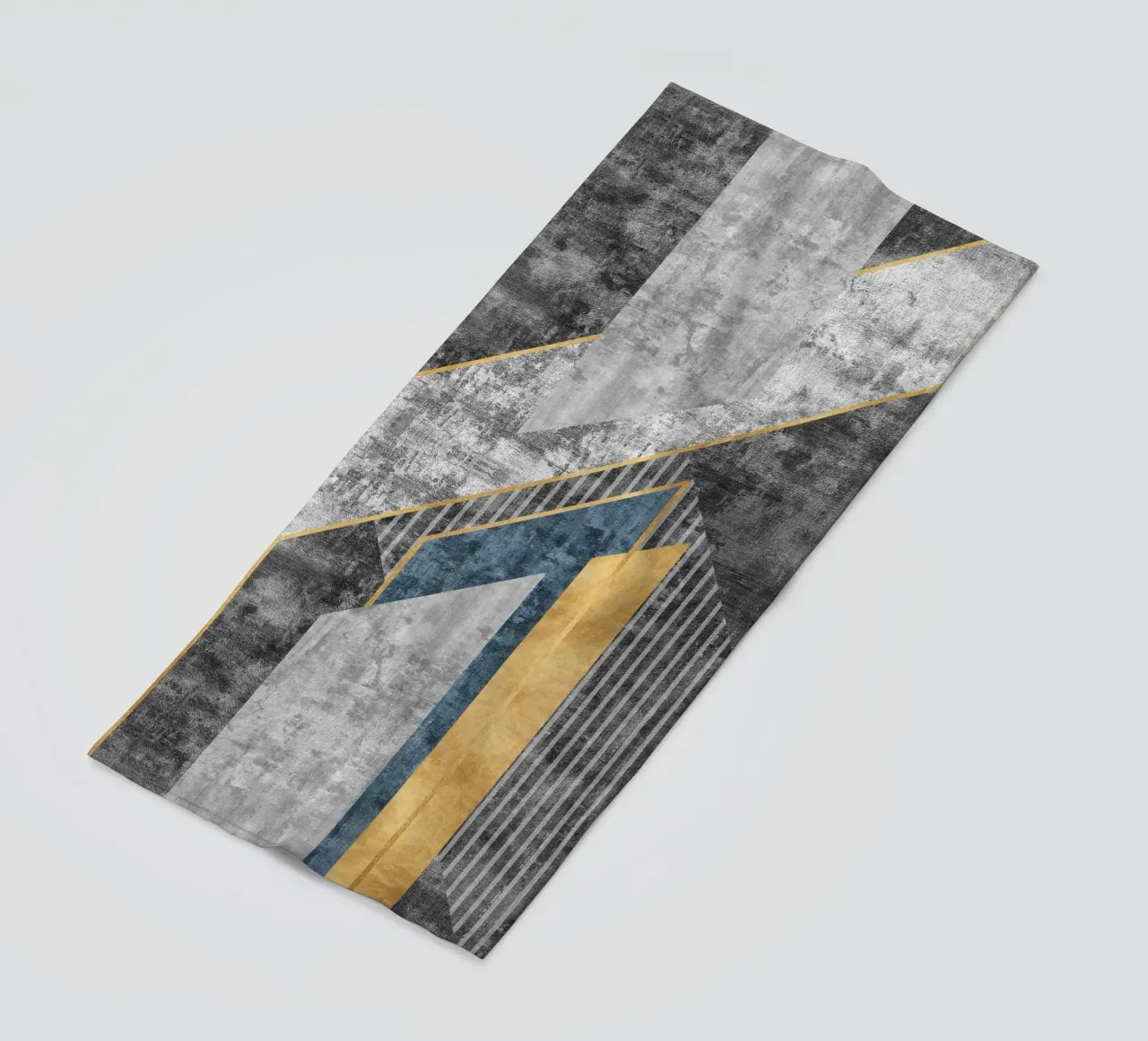 blue and black abstract art with lines telo mare da vintageshop