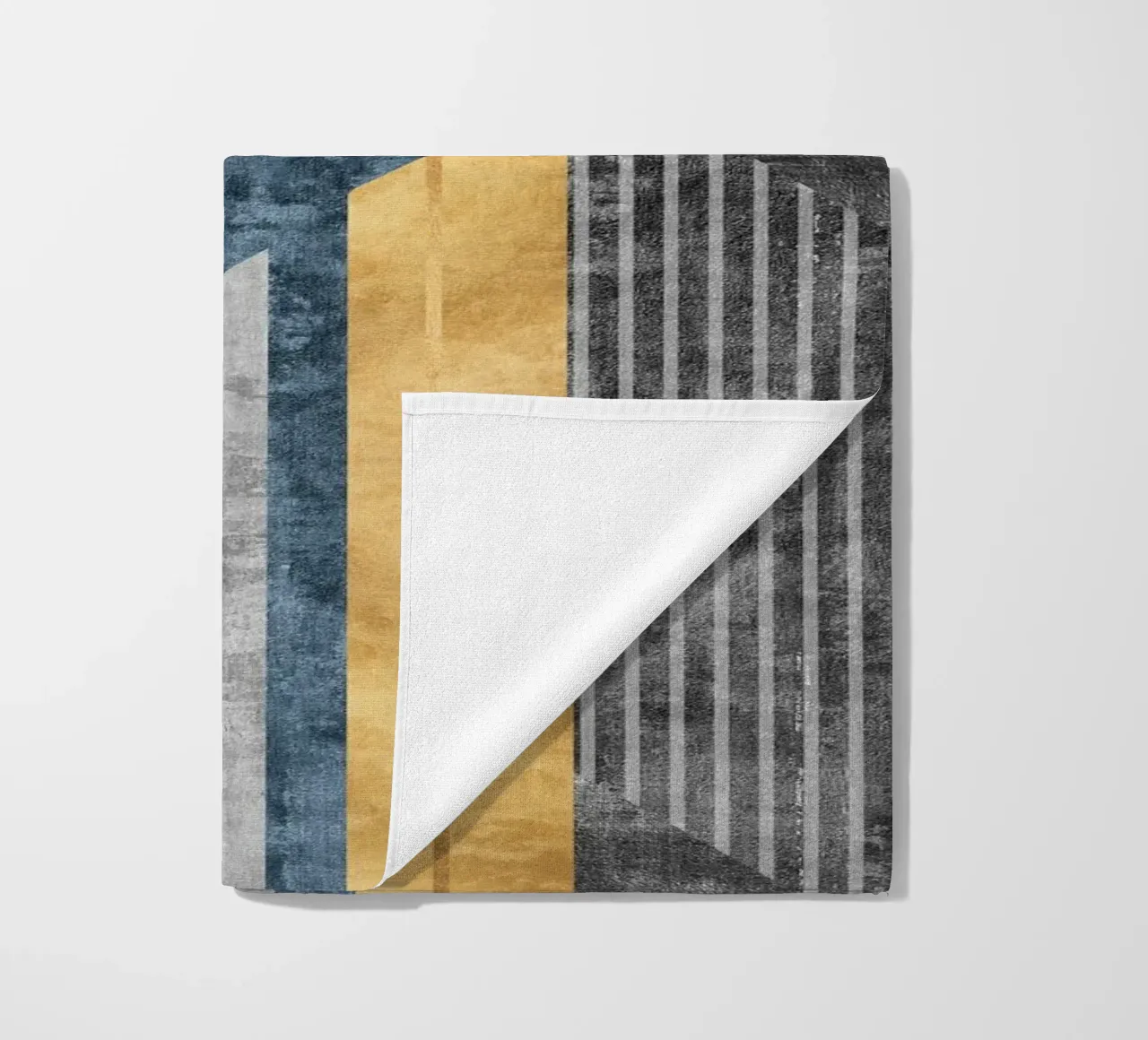 blue and black abstract art with lines telo mare da vintageshop