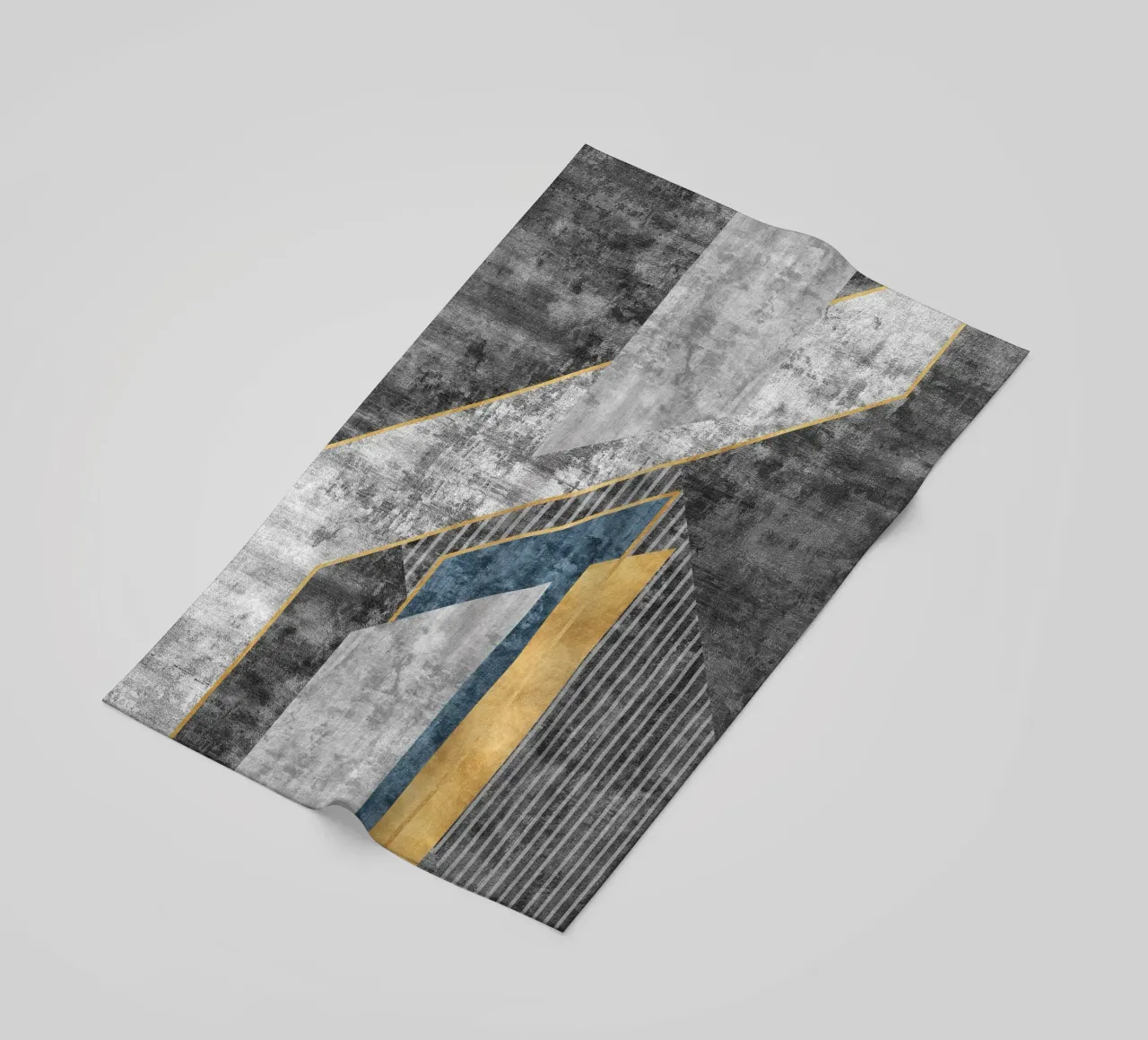 blue and black abstract art with lines telo mare da vintageshop