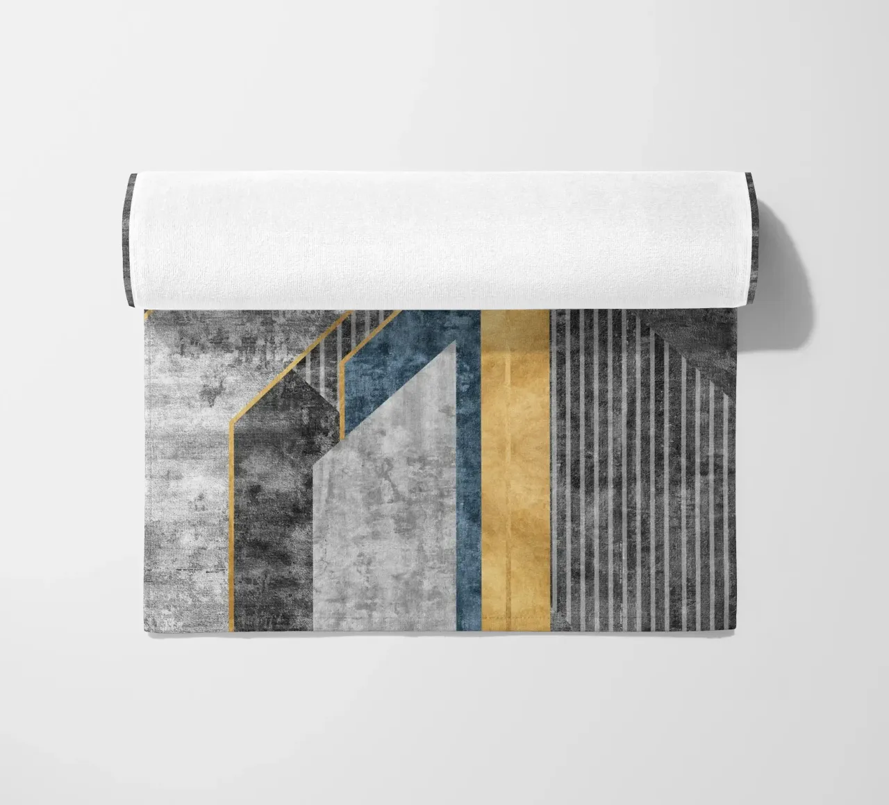 blue and black abstract art with lines telo mare da vintageshop