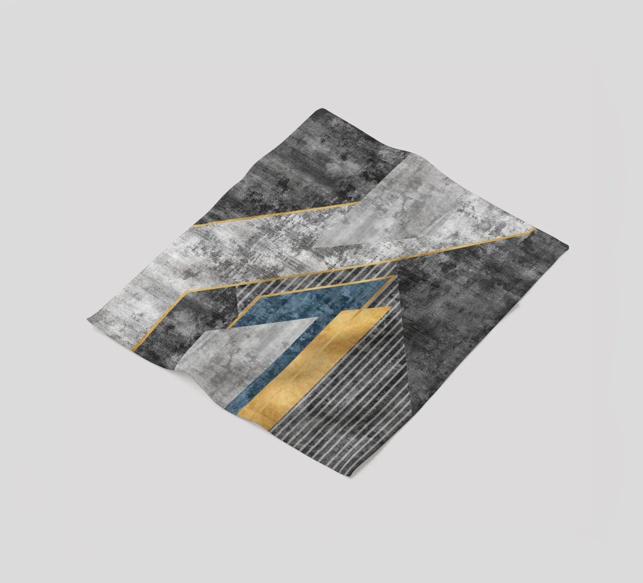 blue and black abstract art with lines coperta in pile da vintageshop