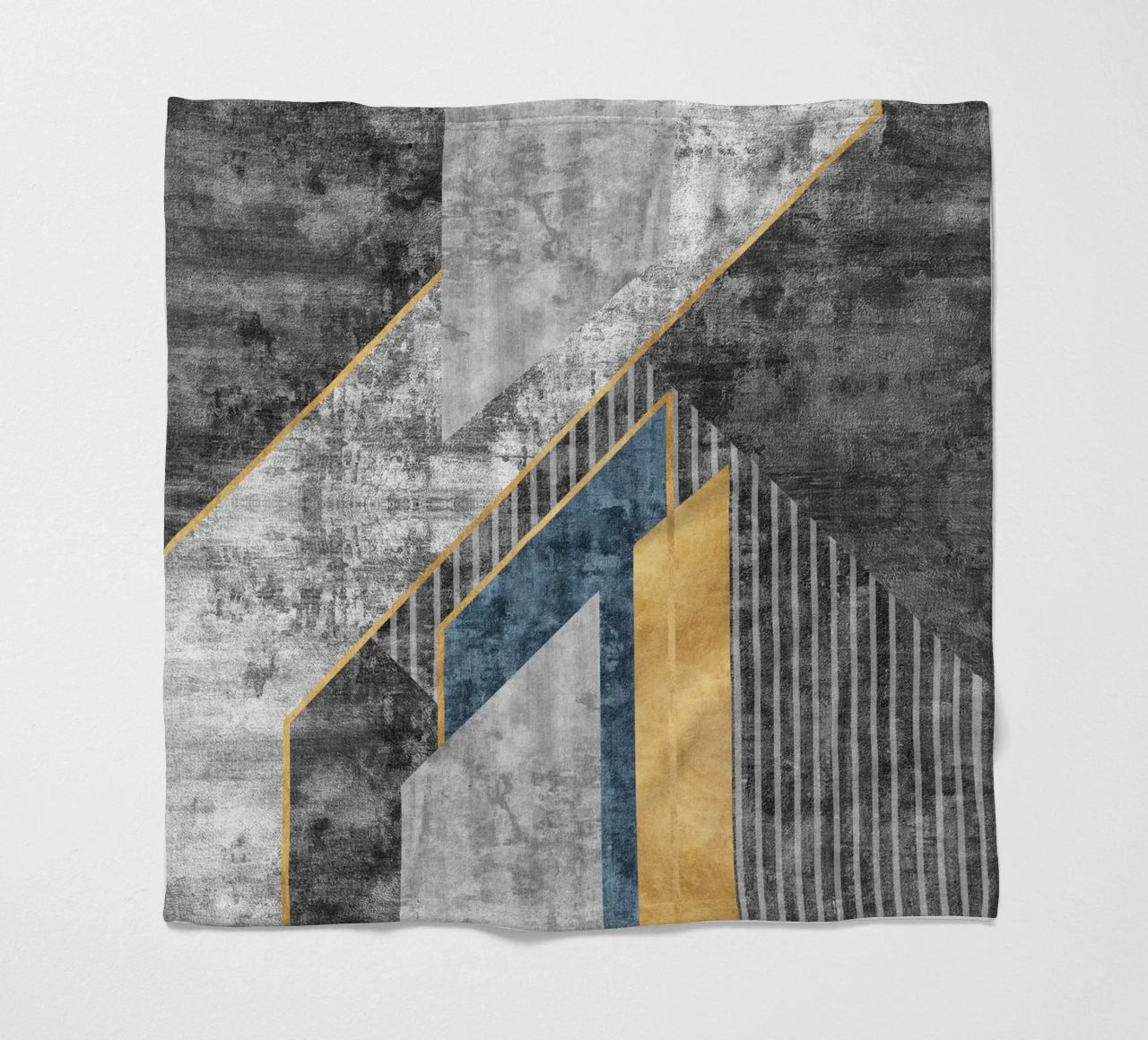 blue and black abstract art with lines coperta in pile da vintageshop