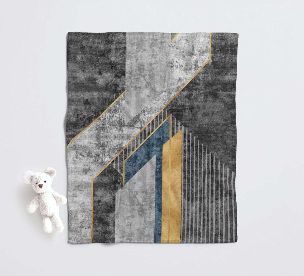 blue and black abstract art with lines coperta in pile da vintageshop