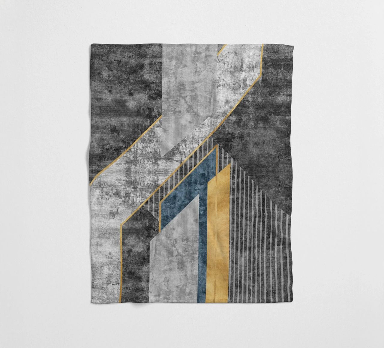 blue and black abstract art with lines coperta in pile da vintageshop