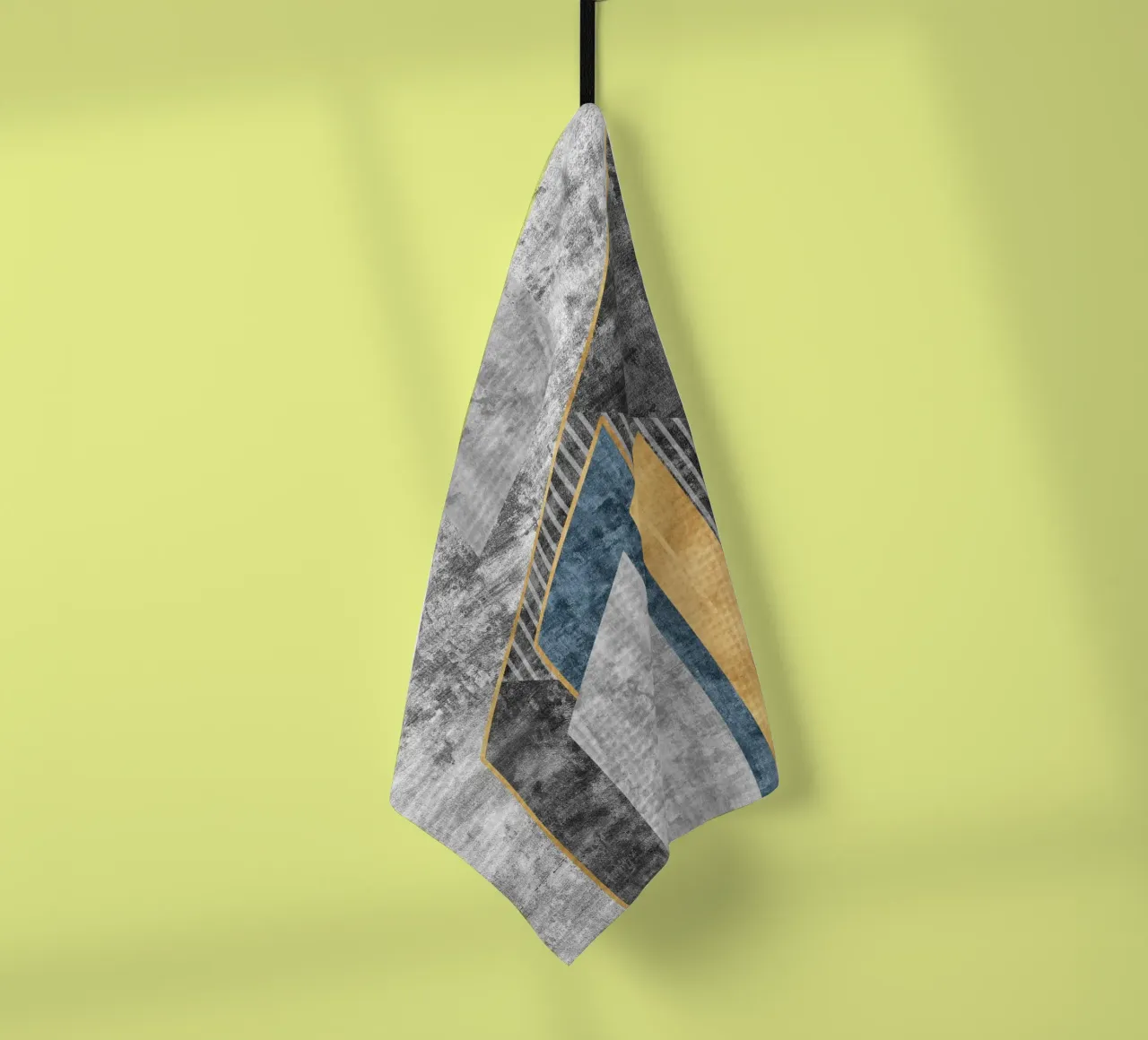 blue and black abstract art with lines torchon de vintageshop