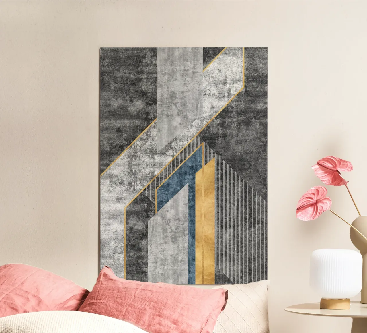 blue and black abstract art with lines pannello forex da vintageshop