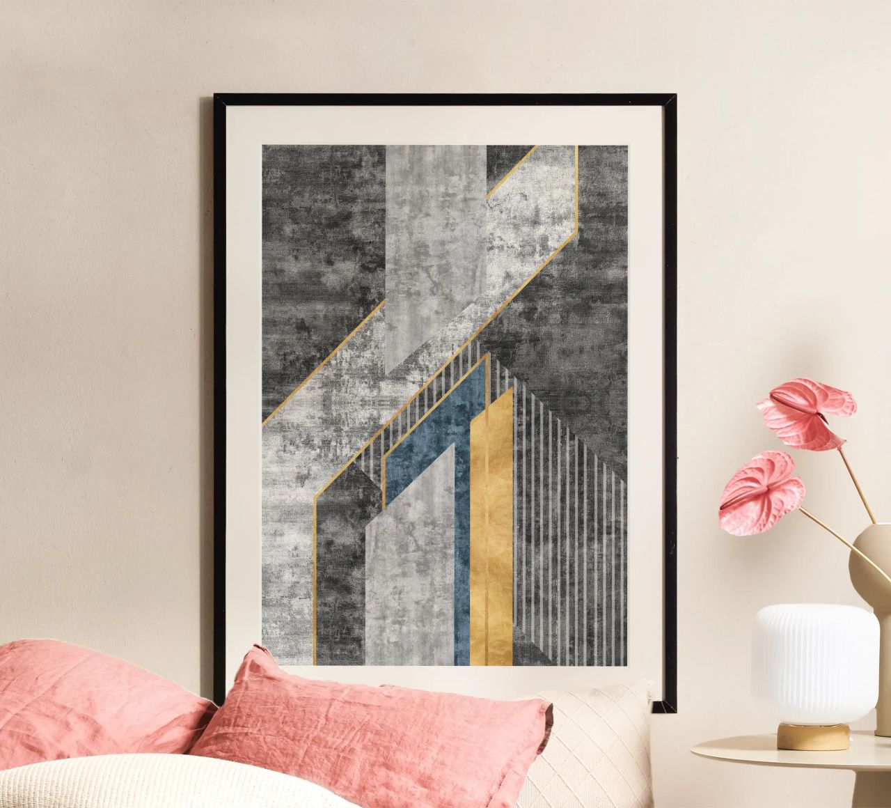 blue and black abstract art with lines carta hahnemühle da vintageshop