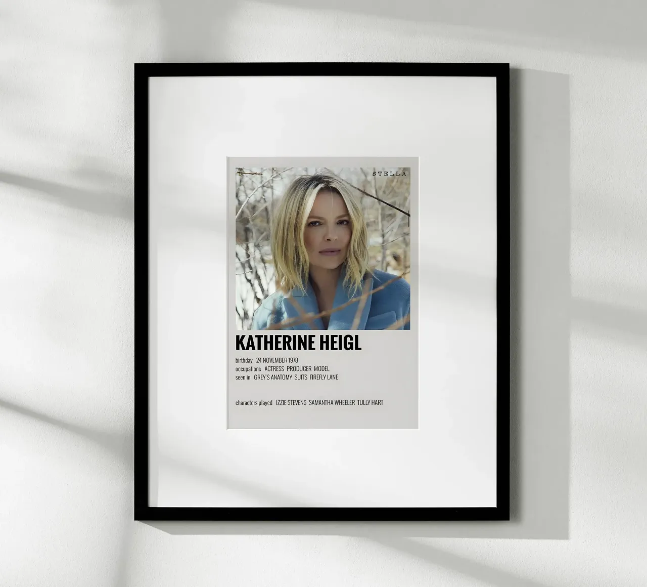 KATHERINE HEIGL poster con telaio in legno da MVFminimalist