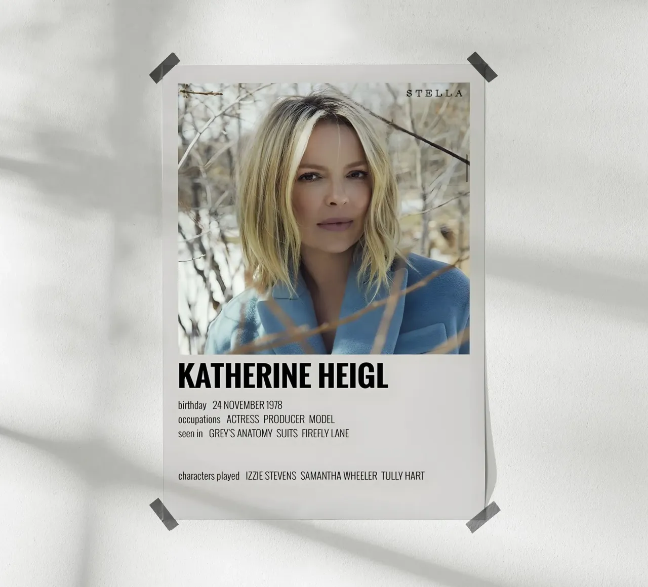 KATHERINE HEIGL poster con telaio in legno da MVFminimalist