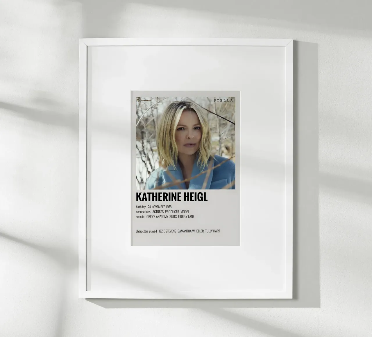 KATHERINE HEIGL poster con telaio in legno da MVFminimalist