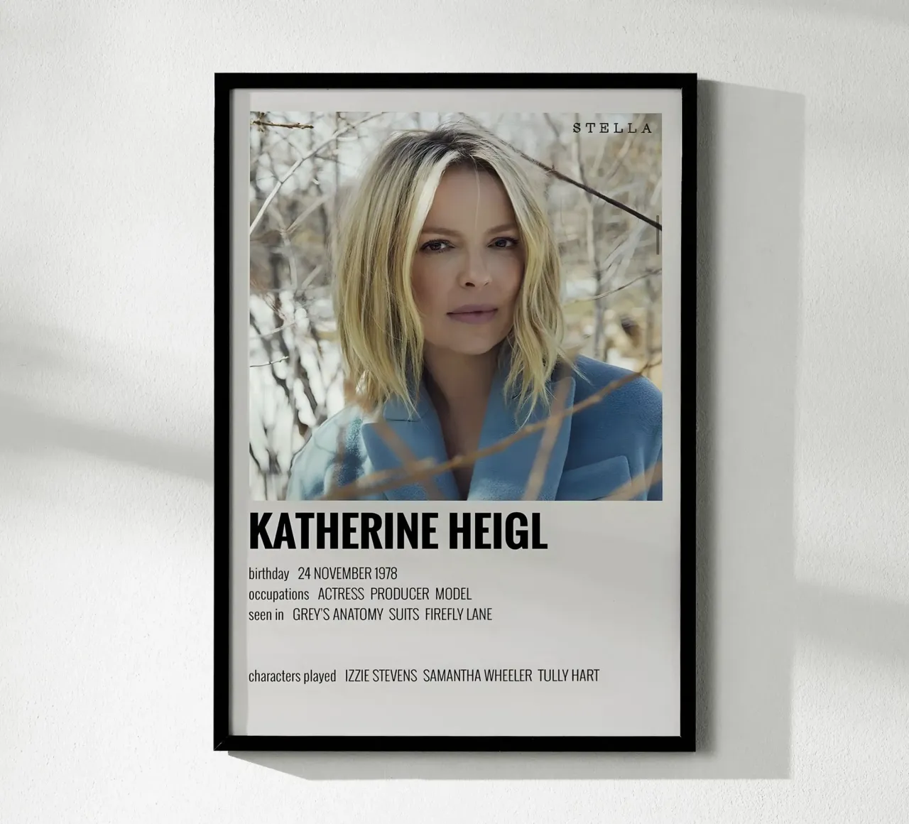 KATHERINE HEIGL poster con telaio in legno da MVFminimalist