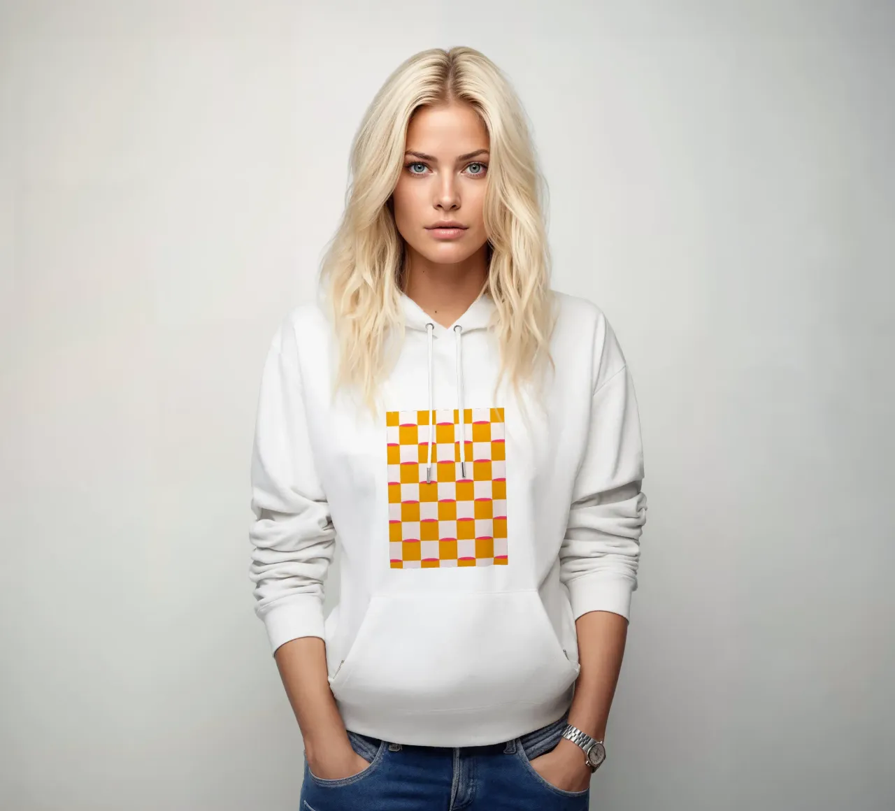 Quadrati e linee felpa con cappuccio da Carinaprint