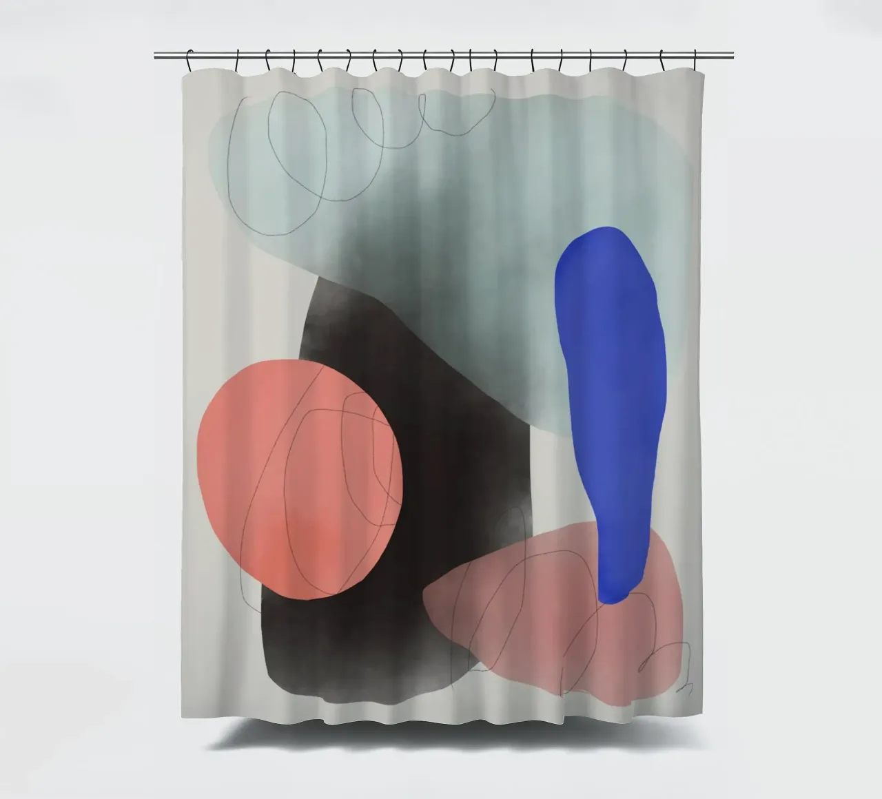 Aquarelle organique abstraite 02 rideau de douche de Little Dean