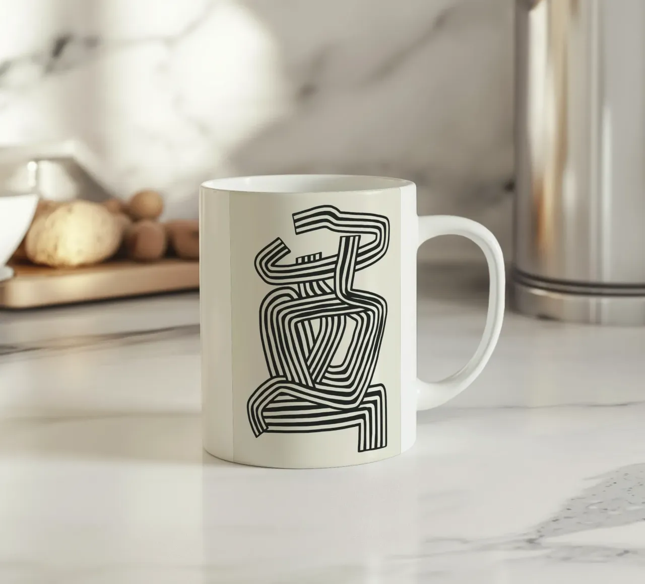 Line art signora con cappello tazza in ceramica da Little Dean