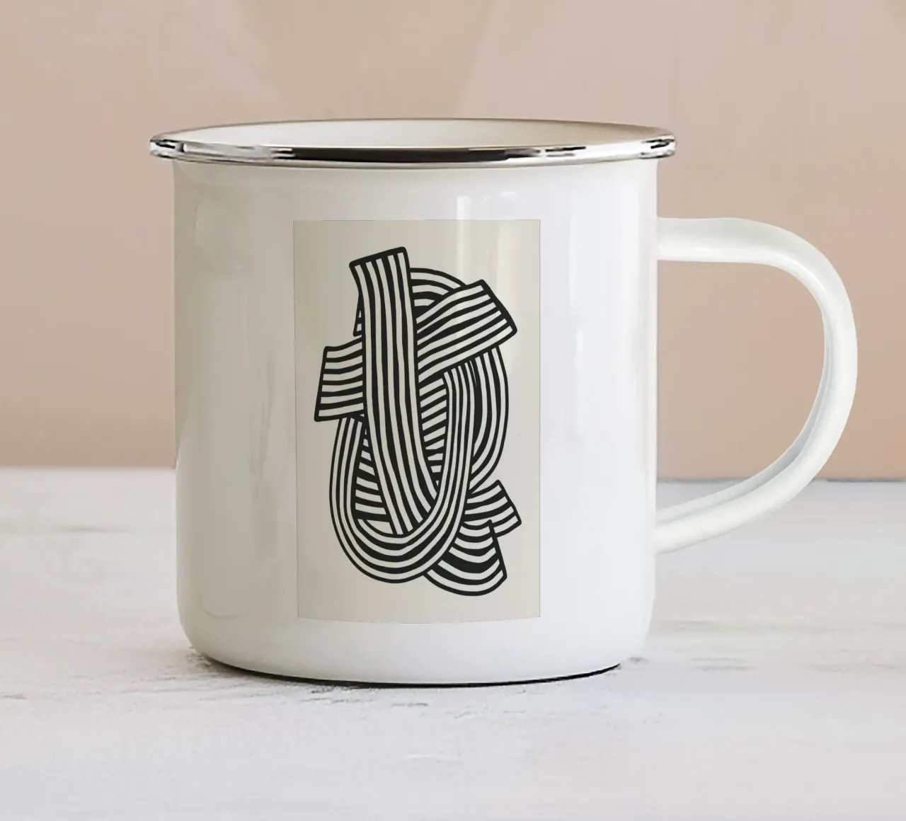 Line art ribbon enamel mug by Little Dean